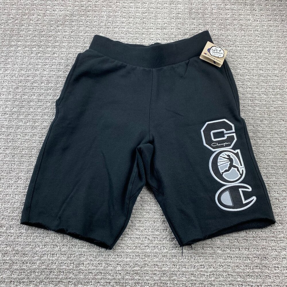 Champion Sweat Shorts Men Small S Black Reverse Weave Cut Off Activewear NEW Tag